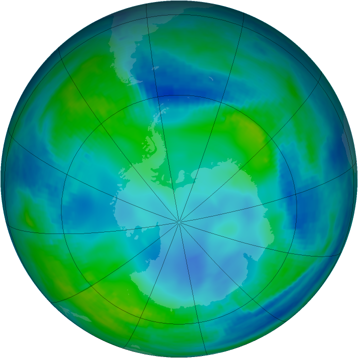 Antarctic ozone map for 19 May 2000